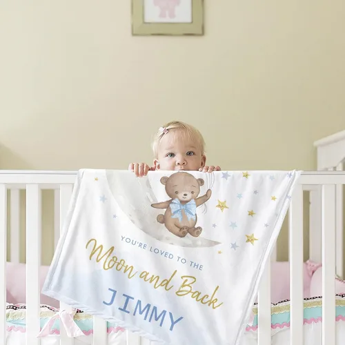 Miniatura 5 de Manta de bebé azul con nombre personalizado para niñas con nombre, manta de bebé personalizada, manta de bebé personalizada para bebé, manta