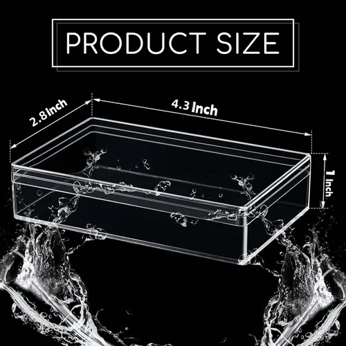 Miniatura 2 de Caja de acrílico transparente con tapas, paquete de 4 cajas de plástico cuadrado de plástico de 4.3 x 2.7 x 1 pulgadas, caja de almacenamiento