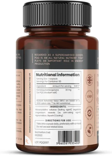 Miniatura 2 de Triple Strength PQQ (pirroloquinolina quinona) - Masivo 30mg x 60 cápsulas vegetarianas - 300% más fuerte que la mayoría de nuestros competidores