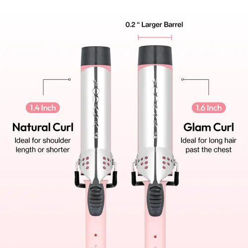 Miniatura 5 de Vodana Professional GlamWave Rizador de Pelo Cerámico, Rizos Naturales de Larga Duración, Calor Instantáneo, Rizador de Cabello, Varita Rizador, Rosa