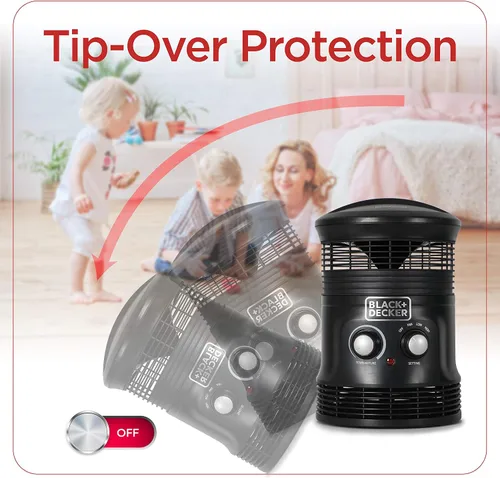 Miniatura 6 de BLACK+DECKER Combo de calentador envolvente de 360 grados y ventilador, calentador de espacio de 360 grados para escritorio de oficina, oficina