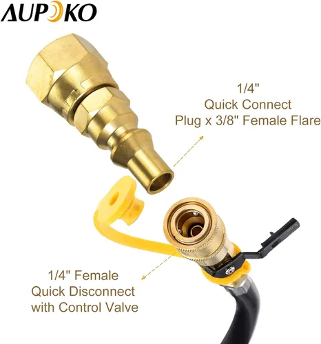 Miniatura 4 de Aupoko Accesorios de conexión rápida de propano RV de 1/4 pulgadas, enchufe de conexión rápida de 1/4 pulgadas x 3/8 pulgadas hembra para conectar