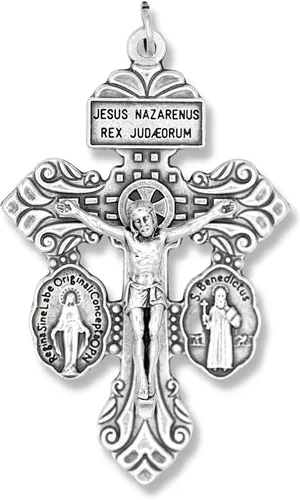 Miniatura 2 de Gifts Catholic, Inc. Lote de 5 Crucifijo de indulgencia de perdón con medalla milagrosa y medalla de San Benito 2 1/8", metal, cerámica, plata