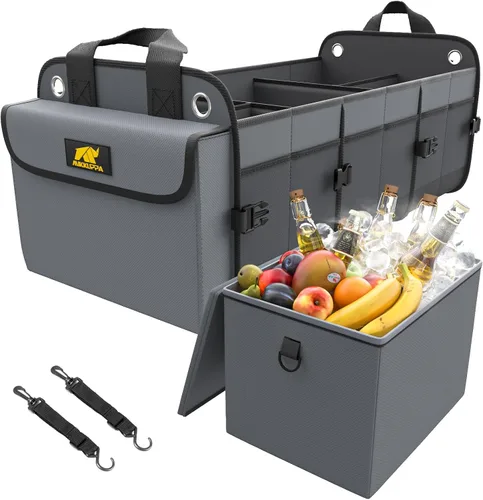 Miniatura 9 de MIKKUPPA Organizador de maletero de automóvil con enfriador - Organizador grande de 100L para automóvil, almacenamiento plegable de maletero