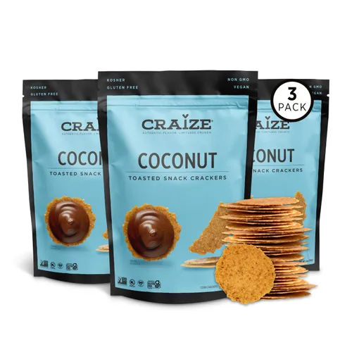 Miniatura 8 de Craize Patatas fritas de coco, sin gluten, veganas, kosher, galletas de maíz tostadas 4 onzas cada una