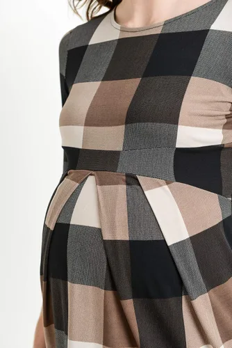 Miniatura 6 de LaClef - Blusa de maternidad para mujer, cuello redondo, manga 3/4, plisada al frente, estilo peplum