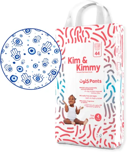 Kim & Kimmy Pantalones de pañales ecológicos, talla 4, 20-31 libras, 44 pantalones – Protección contra fugas de 12 horas, sin erupciones,