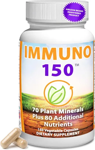 Immuno 150, suplemento para el sistema inmune, repleto de 70 minerales vegetales, 13 vitaminas esenciales y 68 nutrientes adicionales - 150 cápsulas