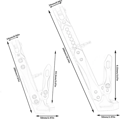Miniatura 3 de Caballete universal para motocicleta con soporte lateral ajustable para pie, caballete de estacionamiento para motocicleta eléctrica, soporte