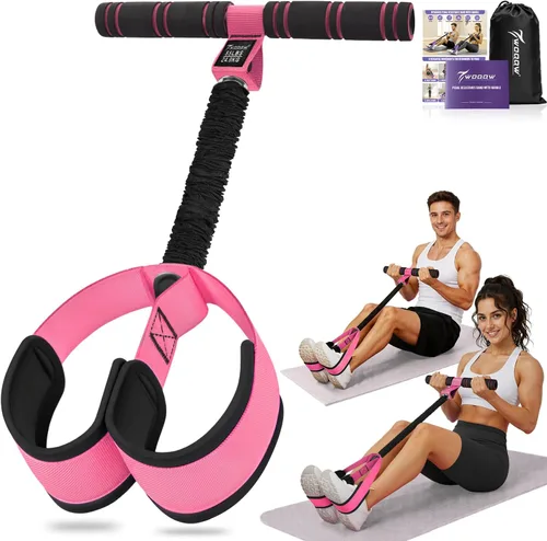 Miniatura 10 de Banda de resistencia mejorada de pedal con asas, bandas de resistencia para pedal de pie para mujeres, entrenamiento de piernas y abdominales