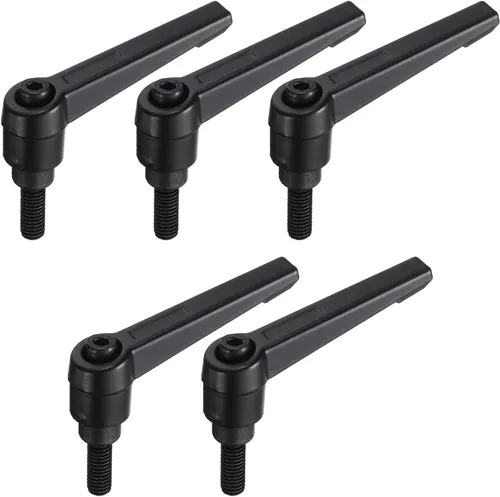 Miniatura 23 de uxcell 5 piezas de manija de palanca de sujeción ajustable M5 x 1.969 in de óxido negro métrico de acero al carbono macho roscado perillas de mano