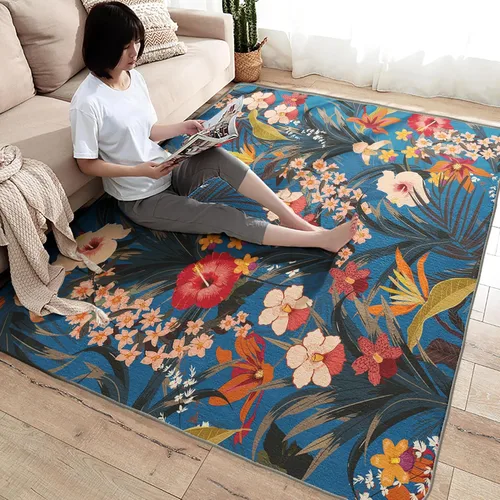 Miniatura 4 de Alfombra botánica de 2 x 3 pies, alfombra botánica para entrada, sala de estar, dormitorio, alfombra de área pequeña con flores tropicales