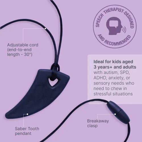 Miniatura 3 de ARK - Collar masticable con dientes de sable para niños y adultos sensoriales para autismo, TDAH, SPD, ansiedad, collar sensorial masticable