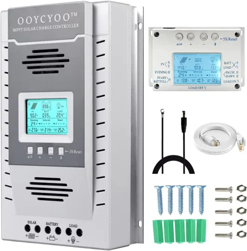 Controlador de Carga MPPT 100 amperios 12V/24V Auto, Regulador de Carga de Panel Solar 100A con Pantalla LCD Retroiluminada Máxima 100V para Batería