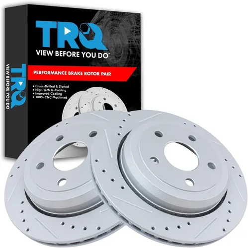 Miniatura 383 de TRQ Juego de rotores de freno de rendimiento trasero con revestimiento G premium compatible con Mazda 6 2014-2021