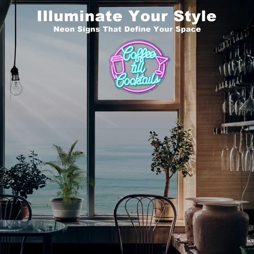 Miniatura 6 de Letreros de neón de café hasta cóctel para decoración de pared, luz de neón LED regulable, letreros de luz de café para iluminación de hogar, regalo