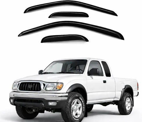 Protectores de lluvia para ventana de automóvil compatibles con Toyota Tacoma Double Cab 1995-2004 | Tape-On | Protectores de lluvia Deflectores de