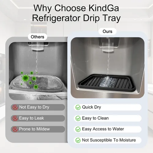 Miniatura 8 de Bandeja colectora de goteo para refrigerador KindGa, protector para bandeja dispensadora de hielo y agua, almohadilla para derrames de agua del Negro