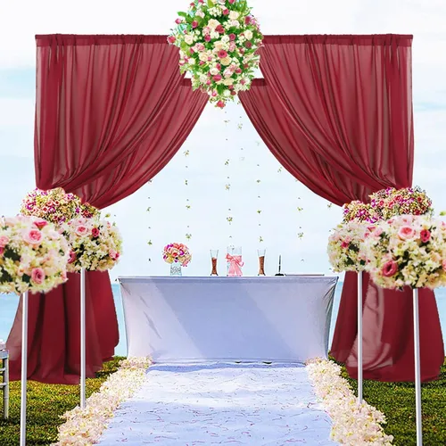 Miniatura 12 de DUOBAO Cortina de gasa naranja transparente de 10 pies, 2 paneles de 29 x 120 pulgadas, cortinas de tela de gasa para ceremonia de boda, cortinas