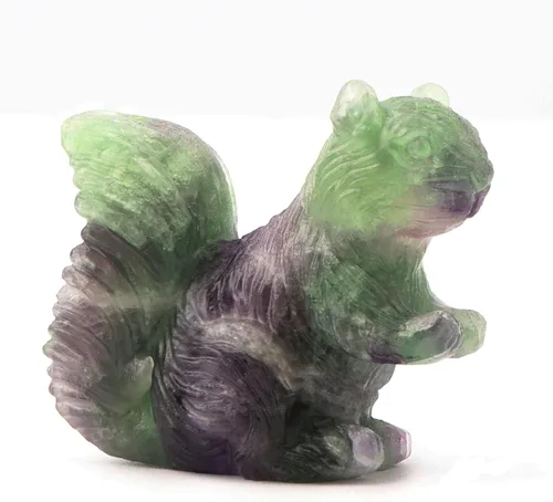 Miniatura 9 de SMQ Estatua de ardilla de cristal de 2 pulgadas, lepidolita morada, cristal curativo tallado a mano, colección de figuritas de decoración