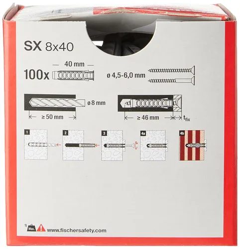 Miniatura 2 de fischer Enchufe Expansión SX 8 x 40 con Llanta (100 pcs)