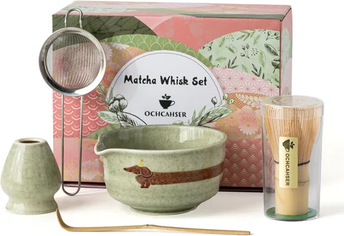 Miniatura 9 de Ochcahser Juego de juego de matcha, juego de batidor de matcha incluye cuenco y soporte de matcha, batidor de bambú matcha, cuchara y tamiz matcha