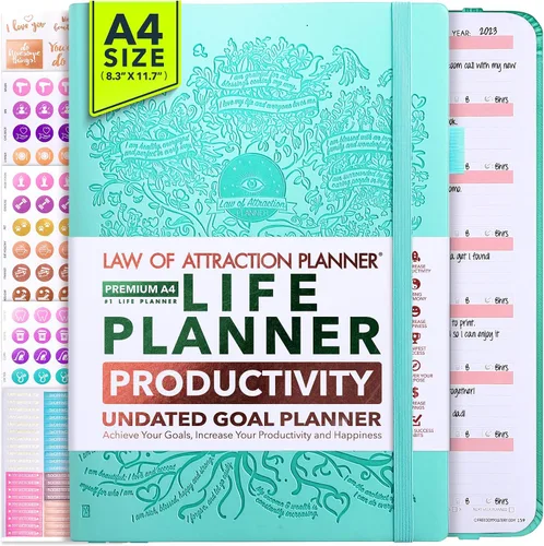 Miniatura 10 de Planificador de Vida - Agenda Semanal y Mensual Sin Fecha, Viaje de 12 Meses para Aumentar la Productividad Diario de Gratitud, Organizador