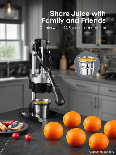 Miniatura 7 de FOHERE Exprimidor de Jugo de Naranja, Exprimidor de Limón de Hierro Fundido, Exprimidor de Cítricos Comercial Manual para Naranja, Limón, Granada