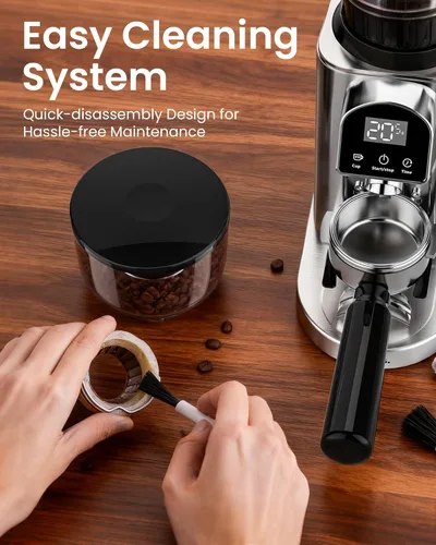 Miniatura 7 de Molinillo de café con rebabas cónicas eléctricas, con 48 ajustes precisos, molinillos de café antiestáticos para uso doméstico, molinillo de fresas