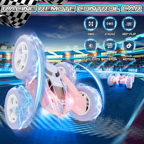 Miniatura 2 de cosone Automóvil a Control Remoto, Autos RC para Niños, Juguetes Recargables, Rotación de 360°, 2.4Ghz, Auto de Acrobacias RC para Niños, Regalo