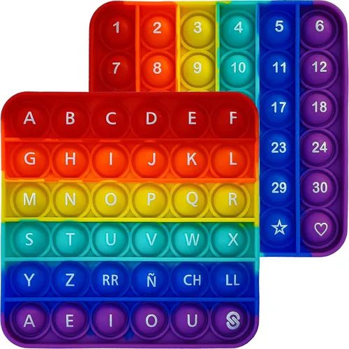 Juguete Fidget Pop del Alfabeto Letras ABC Números Juguetes de Aprendizaje y Educativos Cuadrados Juguetes Sensoriales Tablero Popper Juegos Regalos