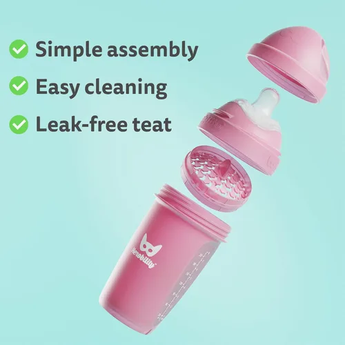 Miniatura 4 de Herobility - Biberones dobles anticólicos para bebé – 240 ml/8.5 fl oz – paquete de 3 – Melocotón A7) Melocotón