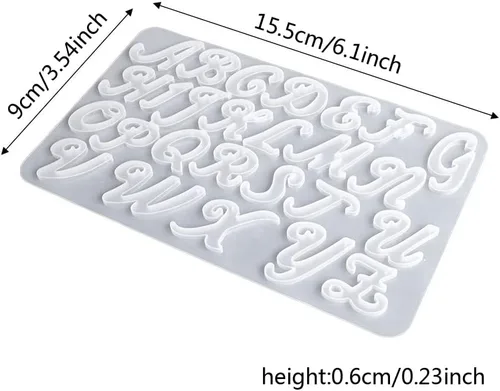 Miniatura 2 de Nifocc Molde de resina del alfabeto, molde de fundición del alfabeto invertido con agujero, llavero de letras elegantes, molde de silicona, aretes