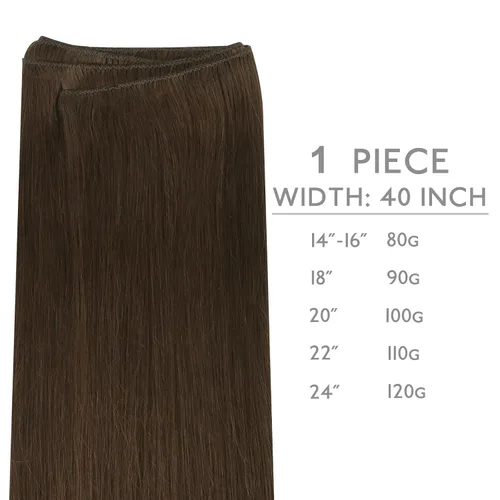Miniatura 2 de WENNALIFE Extensiones de cabello humano real, 20 pulgadas, 3.53 onzas, color marrón chocolate, trama, cabello Remy atado a mano, extensiones