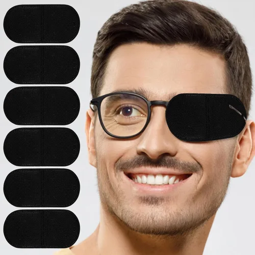12 parches para ojos, parches para ojos de gran tamaño, reutilizables, no tejidos, para adultos y niños, ojo perezoso, ambliopía, estrabismo (negro)