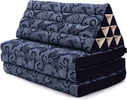 Miniatura 3 de Leewadee Tapete de 3 pliegues XXL con cojín triangular, almohada firme para TV, colchón plegable con cojín hecho de kapok ecológico, 67 x 31