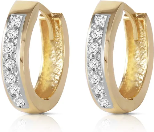 Miniatura 3 de Galaxy Gold GG Aretes de aro de oro macizo de 14 quilates con diamantes, Metal Gema, Diamante