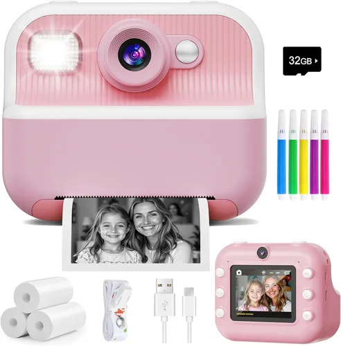 Miniatura 11 de Cámara Instantánea, Cámara de Selfie Dual Frontal Trasera para Niños con Videos de 1080P, Regalos de Cumpleaños y Vacaciones para Niños de 3 a 12