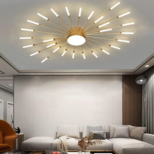 Miniatura 29 de Lámpara de techo LED regulable de 32 pulgadas, 12 luces de techo, lámpara de techo empotrada, iluminación de interior dorada para sala de estar, 12