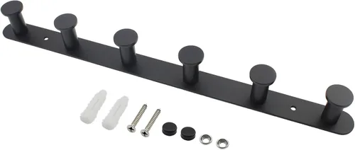 Miniatura 3 de Perchero de pared de acero inoxidable, resistente para colgar en la entrada, estante multiusos con 6 ganchos para dormitorio, baño, pasillo, garaje