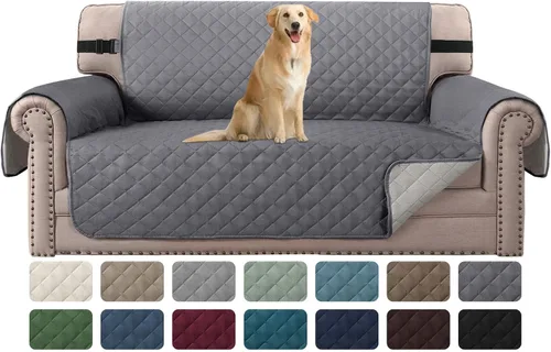 Miniatura 72 de H.VERSAILTEX Funda de sofá resistente al agua para sofá de 3 cojines, reversible, protector de muebles acolchado con correa elástica, funda de sofá