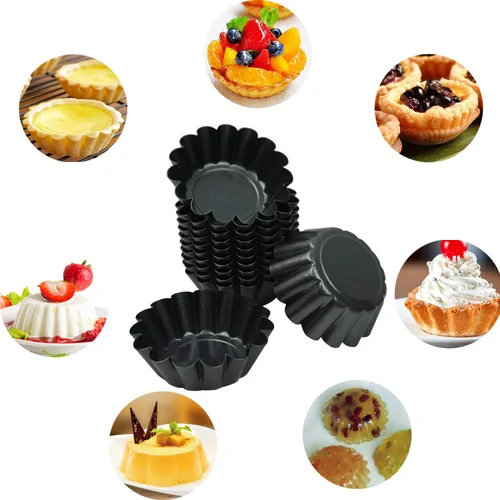 Miniatura 3 de Paquete de 12 mini moldes para tartas de acero al carbono antiadherentes, molde para tartas, magdalenas, pudines para magdalenas, tartas chinas