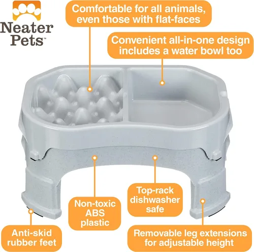 Miniatura 4 de Neater Pet Brands Comedero elevado para alimentación lenta más ordenada Cuenco elevado para alimentos para perro con altura ajustable