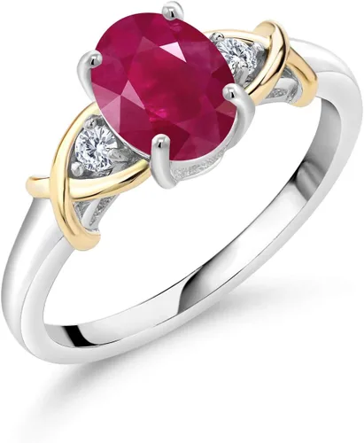 Miniatura 108 de Anillo de compromiso de oro amarillo de 10 quilates y plata 925 con piedra natal y diamantes cultivados en laboratorio para mujer, ovalado de 0.315