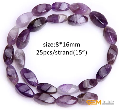 Miniatura 5 de GEM-Inside - Cuentas sueltas de amatista genuina natural, 0.315 x 0.630 in, cuentas de energía para hacer joyas, 15 pulgadas