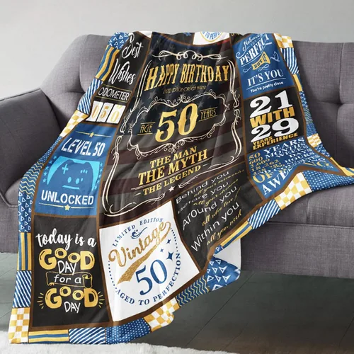 Miniatura 4 de Regalos de cumpleaños 50 para él, manta de cumpleaños 50 para hombres con caja de regalo, regalo de cumpleaños de 50 años para hombres que cumplen