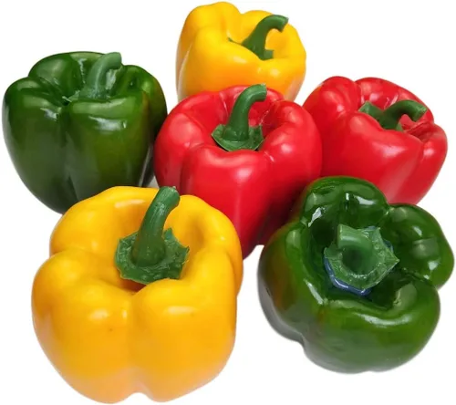 Lorigun - Pimientos artificiales para decoración de verduras, 6 unidades (cada color, 2 unidades)