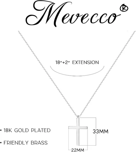 Miniatura 4 de MEVECCO Collar de cruz delicada chapada en oro de 18 quilates, collar con dije de fe de turquesa, minimalista, hecho a mano, collar de cadena