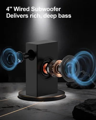 Miniatura 3 de Barra de sonido de 120 W, sistema de sonido envolvente de 2.1 canales para TV, barra de sonido con subwoofer para cine en casa, barra de sonido