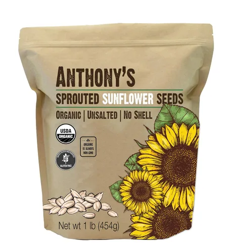 Miniatura 9 de Anthony's Semillas de girasol orgánicas descascarilladas, 2 libras, crudas, sin sal, probadas por lotes y sin gluten, aptas para keto